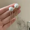 Pendientes largos de perlas con borla de diseño de nicho de aguja de plata 925 para mujer, pendientes adelgazantes, pendientes de lujo ligero de alta calidad, pendientes pendientes pendientes