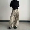 Pantalones de Traje Anchos con Pliegues Tridimensionales Estilo Old Money para Hombre, Corte Holgado, Anti-Arrugas, Pantalones Largos Casuales, Pantalones Rectos Relajados con Caída