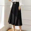 Falda de media longitud para mujer, verano 2022, nueva primavera y otoño, cintura alta, falda de corte A, falda delgada pequeña de longitud media