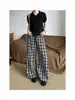 Pantalones casuales de pierna ancha estilo americano transfronterizos para hombre, silueta recta holgada de verano, pantalones casuales versátiles con bloques de color
