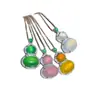 Pingente Oval de Ágata Calcedônia Verde Gelo Natural com Cravação Completa de Diamantes e Pedra Brilhante, Corrente de Joia Elegante e Luxuosa para Mulheres