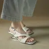 Sandalias Chuyuji de Punta Cuadrada y Tacón Irregular con Dedos al Aire para Mujer, Zapatos Nuevos de Verano 2026, Sandalias Plateadas de Tacón Medio de 5 cm