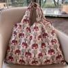 Bolsa de Compras Plegable para Supermercado Tela Floral Portátil Poliéster Bolsa de Almacenamiento Portátil Gran Capacidad Rectangular Engrosada Venta al por Mayor