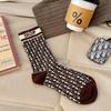 Calcetines altos para mujer con letras estampadas completas otoño e invierno Nuevos calcetines europeos calcetines altos en línea Calcetines rojos de moda calcetines populares retro para exteriores para mujer