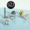Liga de Titânio Completa Zircônia Piercing Labial Piercing de Osso da Orelha F136 Rosca Interna Tarraxa de Orelha em Forma de Coração Piercing na Língua Joia para Piercing Corporal