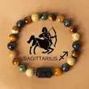Pulsera de las Doce Constelaciones 8mm Ojo de Tigre Piedra con Imagen Pulsera Hecha a Mano Piedra Natural con Cuentas Pulsera de Constelación con Tarjeta