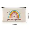 Bolsa de Maquillaje con Cremallera de Lona Transfronteriza, Bolsa de Tocador con Cremallera de Viaje Multifuncional, Bolsa de Lona Arcoíris Inspiradora para Mujeres