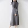 Vestido de Punto de Color Sólido con Efecto Adelgazante, Cuello Alto Medio, para Mujer en Otoño e Invierno, Estilo Nuevo, Elegante, para Usar como Capa Interior, Falda Larga