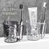 Vaso Transparente para Enjuague Bucal con Efecto Ondas de Agua para Uso en Casa Taza para Cepillo de Dientes de Pareja Lujo Ligero Alta Apariencia Portacepillos de Dientes Vaso de Lavado