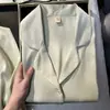 Transmisión en Vivo Pijama Popular de Seda de Hielo para Primavera y Otoño para Mujer, Estilo Nuevo, Traje de Otoño Moderno y Portátil, Manga Larga Holgada