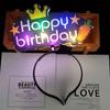 Barra Luminosa de Mano Accesorios de Ambiente Feliz Cumpleaños Arreglo de Ambiente Luminoso Aro para el Pelo con Purpurina para Niños y Niñas