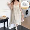 Pijama de Verano 2025 Transfronterizo para Mujer Camisón de Tirantes Tejido Arrugado con Almohadillas en el Busto Vestido Dulce Casual para Estar en Casa