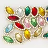 Acrílico Marquise Punto Diamante Girasol Borde Accesorios Hebilla de Cristal con Agujero Diamante Cosido a Mano diy Accesorios para Ropa Venta al por Mayor