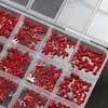 24 Peças de Decorações Acessíveis de Laços Vermelhos para Unhas, Laço de Fita Vermelho de Ano Novo Misturado com Pedras Strass de Resina para Unhas Venda por Atacado