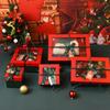 Caja de embalaje de manzana transparente navideña con lazo de Nochebuena, caja de regalo de dulces de mano, caja con ventana