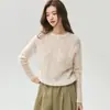 Suéter Campari ~% seda de morera % cachemira para mujer, tejido suelto, cuello redondo, patrón trenzado, diseño ondulado