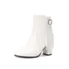 Fivela de Cinto Botas Curtas Fashion Espessas Zíper Lateral Botas de Motociclista Rebite Cyber Popular Botas Martin Franja Novo Comércio Exterior Salto Alto