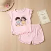 Conjunto Infantil de Verão Menina Verão Fofo Manga Curta Desenho Animado Roupa de Casa Bebê Conjunto de Duas Peças Conjunto de Shorts de Manga Curta