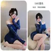 Noche Larga Lencería Romántica Estilo Puro Deseo Encaje Elegante Vestido de un Hombro Sexy Bodycon Ceñido a la Cadera 1562
