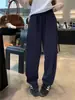 Calça de moletom feminina de cintura alta, elástica, casual, com perna curva, versátil para o outono, corte solto e relaxado, emagrecedora, perna reta larga estreita