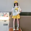 Conjunto de Ropa de Verano para Niñas 2026, Nuevo Diseño de Dibujos Animados, Conjunto de Dos Piezas de Manga Corta para Estudiantes, Pantalones Cortos para Niños, Casual y Elegante