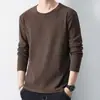 Camiseta de Manga Larga de Color Puro para Otoño e Invierno para Hombre para Usar Sola con Manga Larga de Color Puro Cuello Redondo Casual Estilo Coreano Versátil Top Camiseta Interior