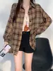 Camisa a cuadros estilo americano para mujer, nuevo estilo verano 2024, chaqueta camisa casual, top protector solar, a la moda