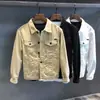 Chaqueta de Mezclilla de Color Sólido Ajustada Casual para Primavera y Otoño para Hombre, Prenda Superior Estilo Coreano Moderna Casual Ropa de Trabajo Abrigo de Mezclilla para Hombre