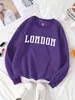 Sudadera para Mujer con Diseño de Letra Británica de Londres Casual Cuello Redondo Calle Multicolores Top de Otoño Jersey Hip-Hop
