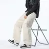 Pantalones anchos funcionales deconstruidos de alta calle americana para hombre, nuevos de otoño, pantalones casuales relajados con pliegues y remaches, pantalones de trabajo