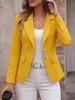 Chaqueta blazer cárdigan de solapa con dos botones y solapa de bolsillo de manga larga para sitio independiente transfronterizo de Amazon en blanco, gris, negro