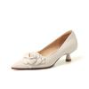Zapatos de tacón alto Camellia estilo francés para mujer, de otoño, nuevos, con punta puntiaguda y boca baja, elegantes, de tacón medio, de piel de vaca, de una sola capa