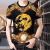 Camiseta de manga corta con estampado 3D para hombre joven, de verano, con estampado de dragón, tigre, leopardo y lobo, estilo hip hop, popular, guapo y genial.