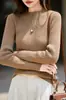 Camiseta de manga larga de algodón puro transfronteriza para mujer, primavera y otoño, versátil de corte ajustado, top simple y elegante para mujer, fabricante mayorista