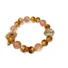 Pulseira de jade dourado natural flor de gelo com ágatas multicoloridas e acessórios de vidro, no mesmo estilo encontrado nos templos da Montanha Wutai, para atrair riqueza e boa sorte