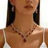 Conjunto de Collar y Aretes de Lujo Ligero de Alta Gama con Diamantes Completos Estilo Europeo y Americano, Accesorios para Vestido de Novia, Joyería de Noche para Mujer