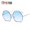 T22002 outu - Nuevas gafas de sol semicirculares de metal poligonal para hombre y mujer, con personalidad rockera, estilo europeo y americano.