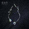 Alambre de Oreja de Plata S925 Nalan para Mujer Cadena de Oreja de Cristal Shijia Cadena de Oreja de Cubo de Azúcar Elegante Joyería de Oreja E5004