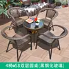 Cadeira de Rattan Rattan Mesa de Chá de Três Peças e Combinação de Cadeiras Pequena Mesa de Café para Varanda Jardim de Lazer Exterior Pátio Externo Terraço