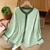 Camisa de ramio vintage para mujer, blusa de algodón y lino, nuevo estilo de verano, top holgado y favorecedor, elegante camisa de lino, talla grande, ligero