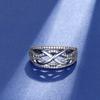 Anillo de diamantes de imitación transfronterizos europeos y americanos, anillo hueco de plata de moda para mujer, anillo de bodas de diamantes más vendido de Amazon al por mayor