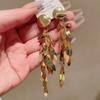 Pendientes de borla de hojas de lentejuelas metálicas Pendientes de temperamento nicho europeos y americanos moda sentido de alta gama Pendientes comodín venta al por mayor mujeres