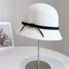 Chapéu de Pescador de Lã Australiana para Mulheres, Fedora de Luxo Leve para Outono e Inverno, Chapéu Balde Quente com Laço Elegante de Corda de Cera de Óleo, Moderno