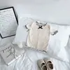 Camiseta de Verão Manga Curta para Meninas, Marca Tendência Infantil Estilosa Versão Coreana com Bordas Franzidas e Laço, Top Doce