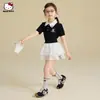 Conjunto de Verão para Meninas 2026 Novo Estilo para Crianças Maiores, Gola Polo Color Block, Conjunto Elegante de Duas Peças