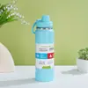 Botella Portátil Transfronteriza de Silicona en la Base Taza Térmica de Acero Inoxidable 304 Gran Capacidad Portátil para Exteriores Botella de Agua Deportiva