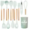 Juego de 12 Piezas de Espátula de Silicona y Cuchara para Sopa, Espátula de Silicona Antiadherente, Espátula de Silicona de Grado Alimenticio para el Hogar, Juego de Utensilios de Cocina de Silicona