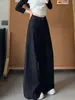 Pantalones anchos de cintura alta estilo 'old money' negro estilo coreano para mujer, nuevo modelo otoño 2026, simples, holgados, adelgazantes, de pierna recta, casuales