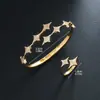 Pulsera de Estrella de Seis Puntas Transfronteriza Amazon Pulsera de Lujo Ligero de Gama Alta para Mujer Conjunto de Anillo de Pulsera Versátil de Nicho Joyería