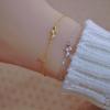 Duplo Arco S925 Banhado a Prata Esterlina 14K Ouro Doce Pulseira All-match Design de Nicho Feminino Diamante Luz Pulseira de Luxo